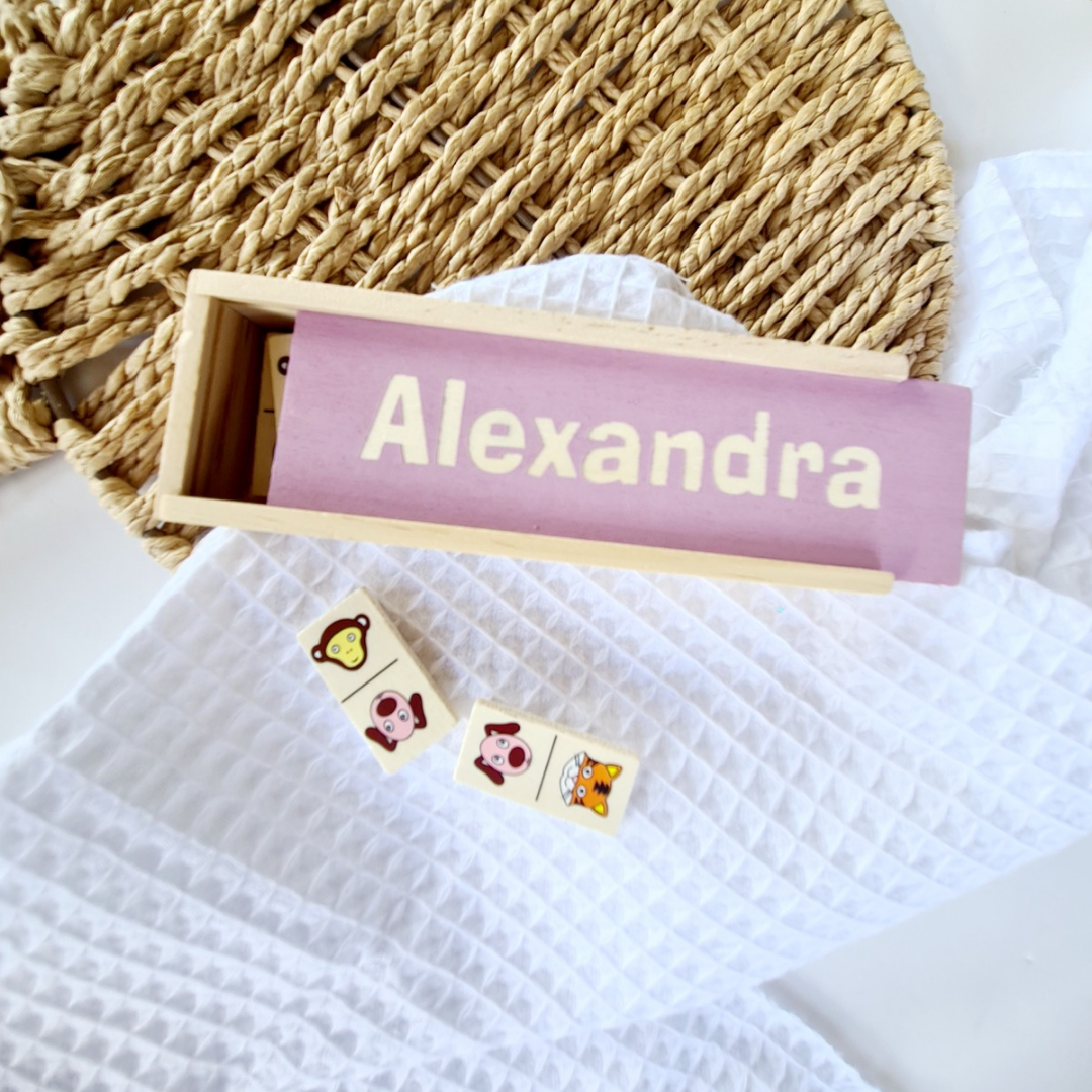 Domino animales personalizado con nombre