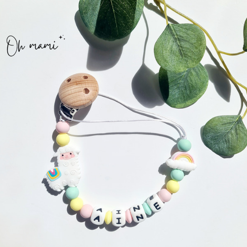 Chupetero con broche liso de madera