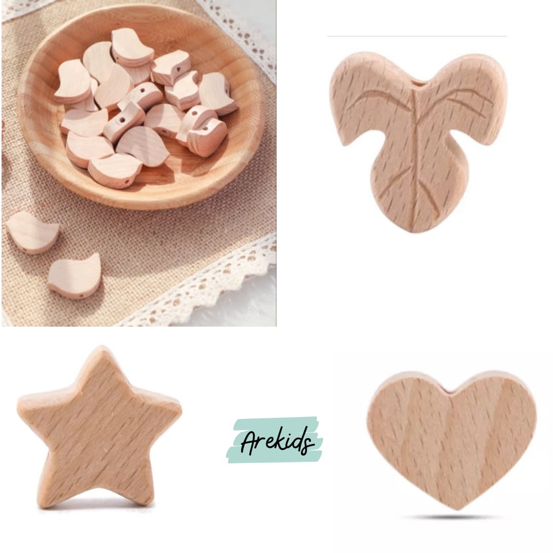 Chupetero con broche liso de madera