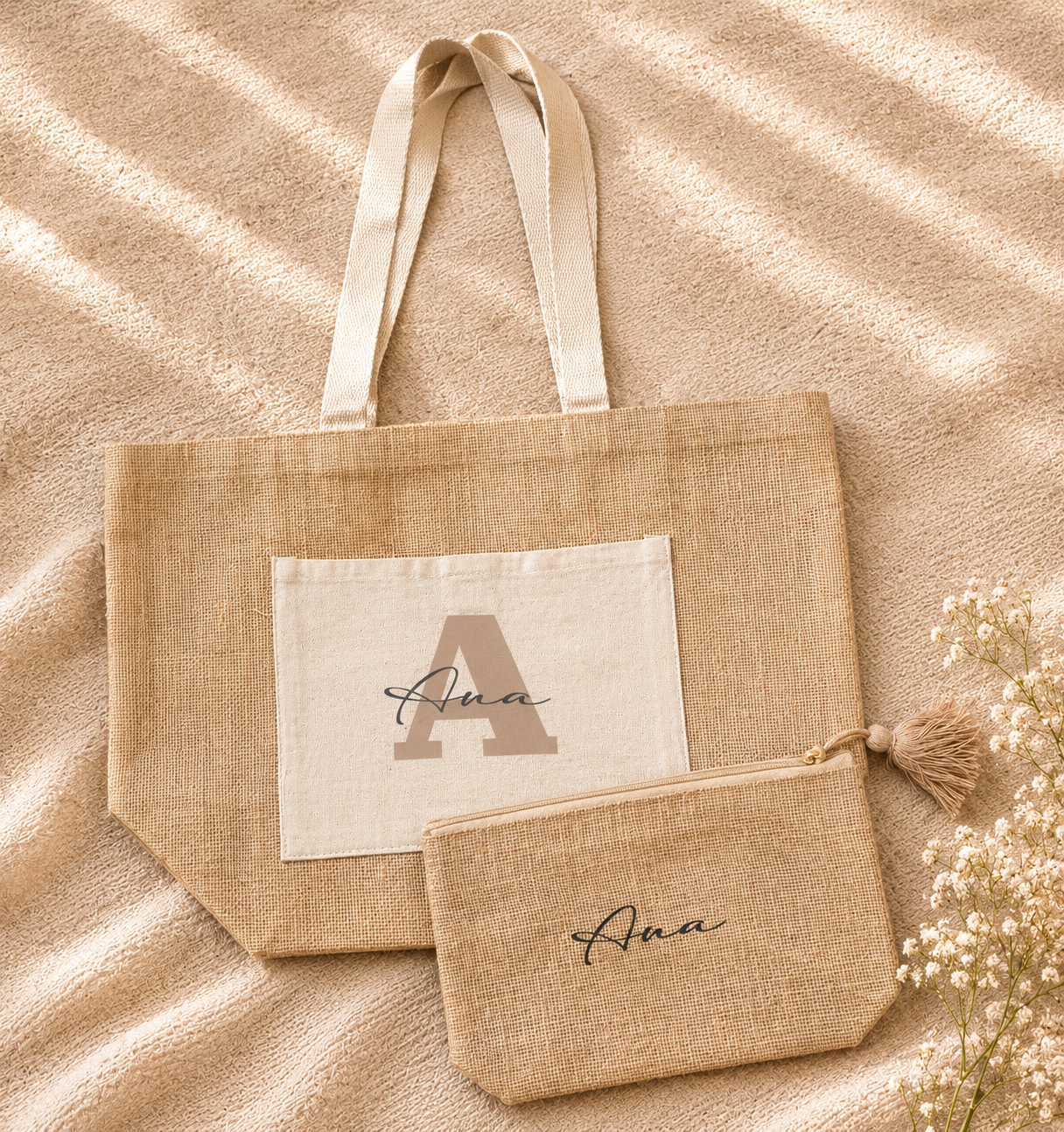 imagen de bolso con inicial nombre para profesoras, amigas, madres... Regalo personalizado