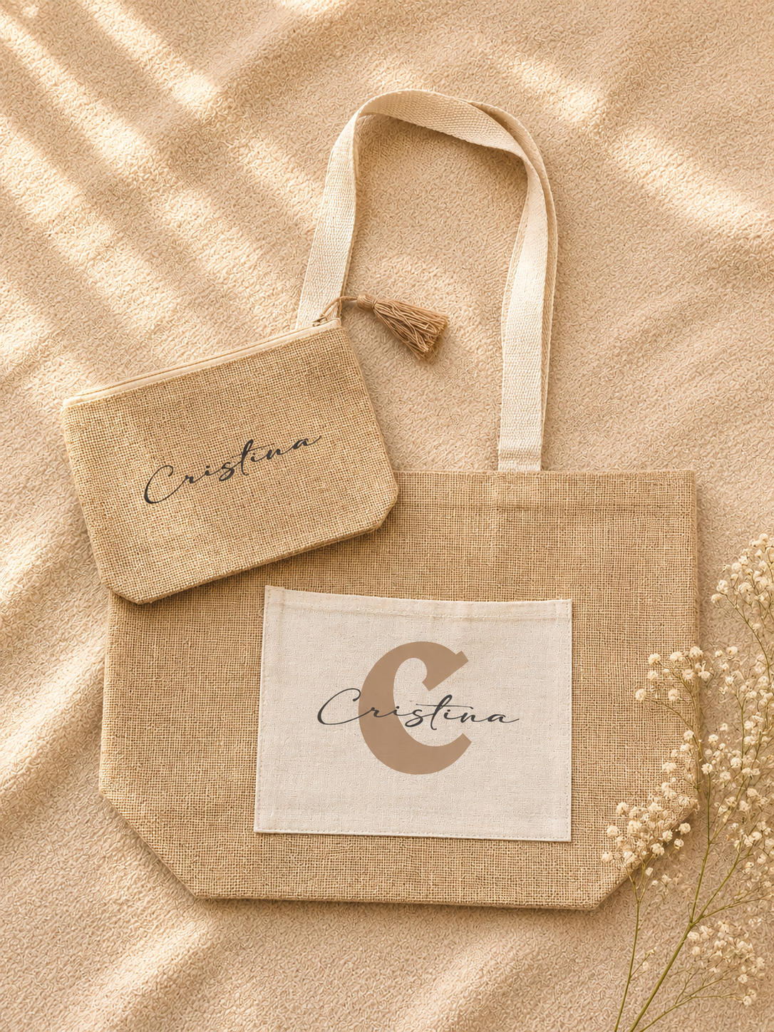 imagen de bolso con inicial nombre para profesoras, amigas, madres... Regalo personalizado