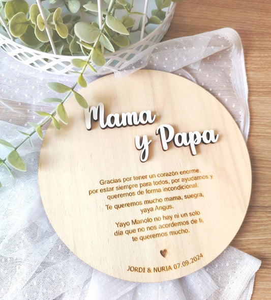 Placa con dedicatoria