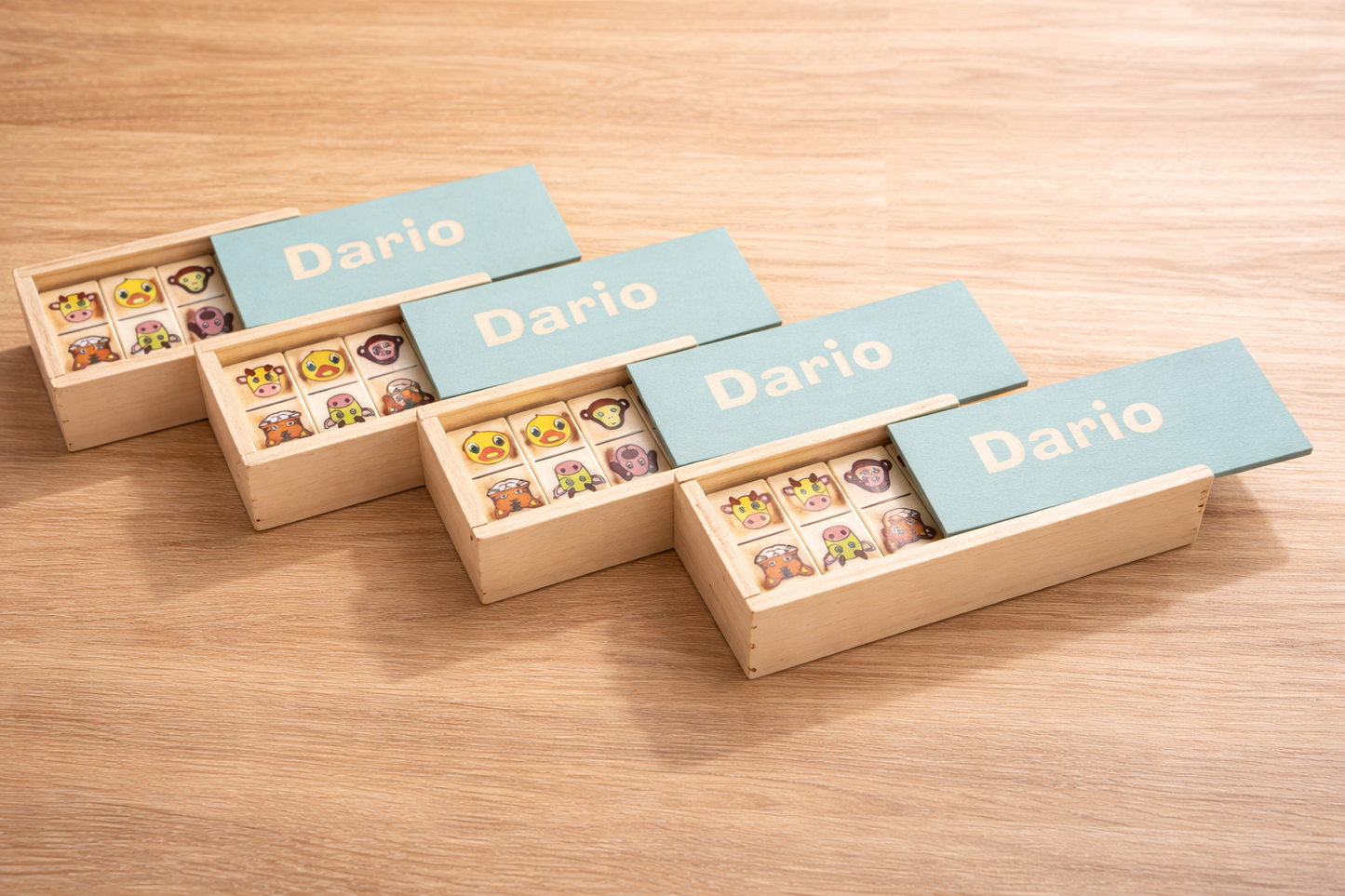Domino animales personalizado con nombre