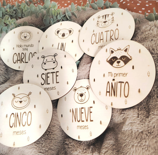 Placas cumple meses animales
