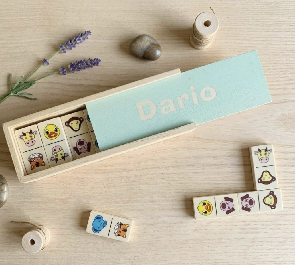 Domino animales personalizado con nombre